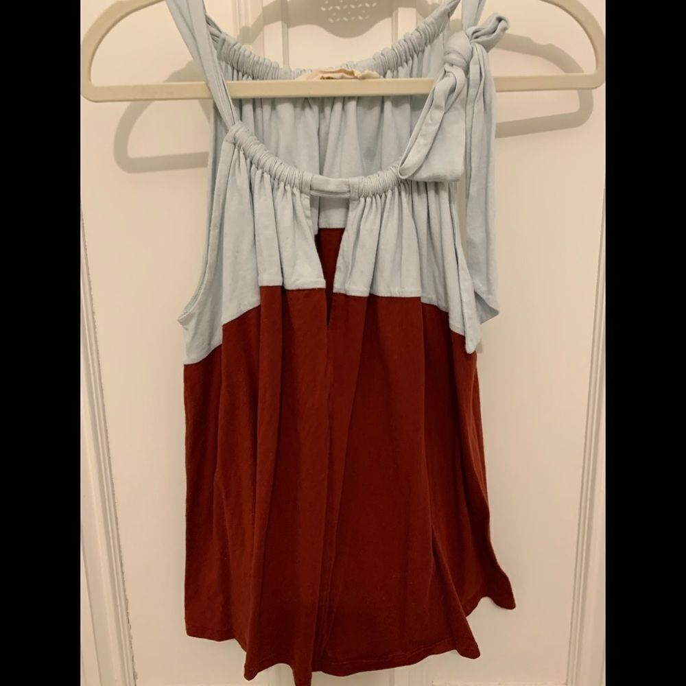 Anthro Pilcro tank turquoise and rust XS